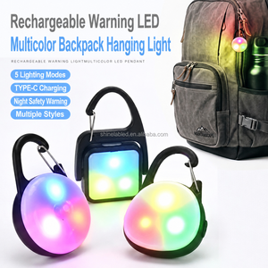 <b>Rechargeable</b> LED Backpack Hanging Light Multicolor USB Type-C Clip on Pet Collar Safety Light 5 Modes Warning <b>Lamp</b> - Product Image 4