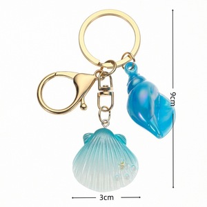 Sáng Tạo tinh tế Gradient vỏ Móc Khóa Mặt dây chuyền sinh vật biển kim loại túi xe treo trang trí cặp đôi dễ thương trang trí - Product Image 4