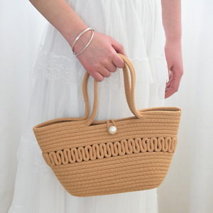 French Style Straw Woven <b>Bag</b> Horizontal Square Pearl <b>Patchwork</b> Summer Bohemian Women's Shoulder <b>Bag</b> Everyday Outfits - Product Image 1