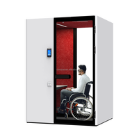 Cabine de bureau insonorisée moderne et accessible Comine pour immeubles de bureaux, espaces de travail inclusifs, pods acoustiques pour personnes en fauteuil roulant