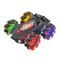 Voiture télécommandée 2,4 GHz 4x4 avec roues Mecanum, véhicule de drift double face, pulvérisation de lumières colorées, rotation à 360°, jouet RC pour enfants