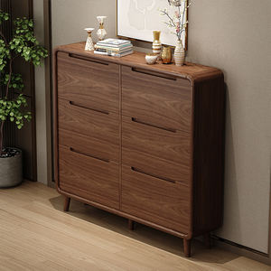 Organisateur de rangement fin en bois moderne avec étagères réglables, tiroirs rabattables pour le couloir, le salon, l'entrée, étagère à chaussures, armoire - Product Image 2