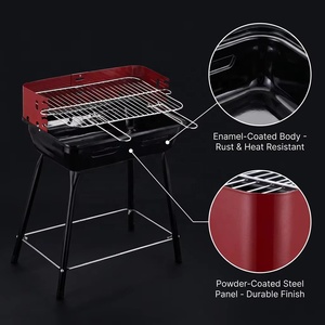 Portable Charcoal BBQ Grill with Windbreaker 4 Adjustable Heights Outdoor <b>Camping</b> Garden Patio Barbecue Grill - Product Image 5