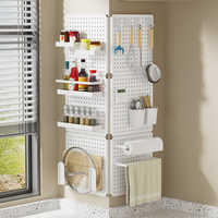 Organisateur mural en acier au carbone peu encombrant avec accessoires personnalisables pour présentoir de vaisselle à la maison
