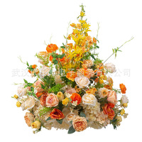Ensemble floral artificiel champagne et orange pour arche de mariage, toile de fond, portail lunaire et décorations de scène pour événements