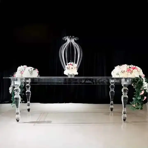 Chất lượng cao rõ ràng Acrylic đồ nội thất hình chữ nhật Pha Lê Văn phòng hội nghị bàn glasstop bảng khách sạn đám cưới bàn ăn - Product Image 5