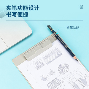 Deli <b>Clipboard</b> A5 Grey Plastic With Pen Clip For Writing And Note Taking - Product Image 3