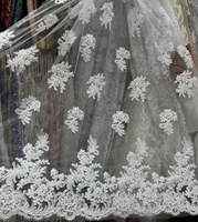 Mode élégant mariage blanc 3D dentelle tissu français Tulle cordon brodé dentelle tissu africain pour la fête de mariée