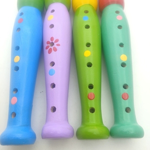 Wholesale 6 Hole Colorful Painted Wooden Flute Kids Wind Instrument For Early <b>Musical</b> Enlightenment Educational Toy - Product Image 4