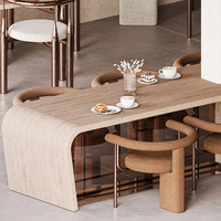 Ensemble table et chaises de salle à manger en bois massif, style moderne et luxueux, pour restaurants commerciaux, hôtels, cafés - 4 places, banquette écologique