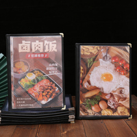 Harga pabrik 6 halaman 12 tampilan transparan PVC PU kulit tepi Restoran Menu penutup 8.5x11 inci buku Menu ukuran A4