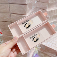 Boîte à cils en PVC rose bébé en gros, boîte vide pour cils en vison 3D, étiquette privée, emballage de cils