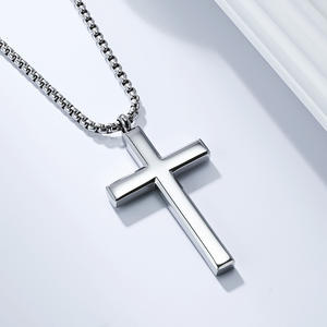 Unisex Stainless Steel <b>Cross</b> Pendant Necklace Minimalist Design For Daily Wear - Product Image 1