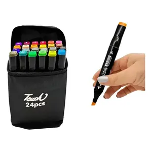 24 pezzi per pennarelli artistici a doppio tocco pennarelli in plastica colorata con inchiostro permanente a base d'acqua per la scrittura di carta, pennarello con Logo personalizzato - Product Image 2
