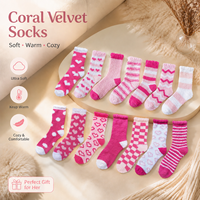 Chaussettes en polaire corail pour femmes, douces, moelleuses et chaudes, chaussettes d'intérieur en peluche pour l'hiver avec de jolis motifs roses
