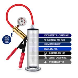 ปั๊มสุญญากาศอวัยวะเพศชายขั้นสูงสำหรับผู้<span class=keywords><strong>ชาย</strong></span>ที่มีด้ามจับปืนพกทองเหลืองมาตรวัดรุ่น Nterchange กระบอกสูบอะคริลิค - Product Image 2