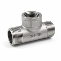 Raccord en T égal en acier inoxydable 304, filetage mâle BSPP BSPT 3/4 pouce, surface lisse moulée, qualité standard, raccord de tuyauterie hexagonal à 3 voies