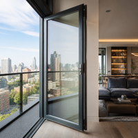 Puerta de Entrada Abatible de Aluminio con Apertura Exterior, Doble Acristalamiento, con Cerradura, Aislamiento Térmico y Acústico, para Patio