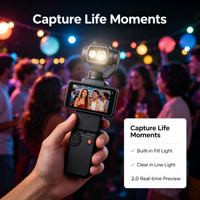 Caméra stabilisée de poche Q8, vidéo HDR 1080p, enregistrement stéréo, grand angle 180°, lampe torche LED intégrée
