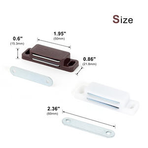 Loquet magnétique en plastique pour <span class=keywords><strong>porte</strong></span>, <span class=keywords><strong>aimant</strong></span> puissant, blanc et marron, pour la <span class=keywords><strong>fermeture</strong></span> des portes de meubles, armoires, placards et penderies - Product Image 3