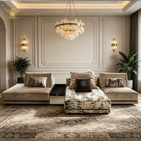 Canapé en forme de L, canapé en cuir léger de luxe, mobilier italien, style nordique Chesterfield, salon