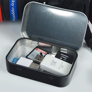 Hình chữ nhật nhỏ vuông kẹo <span class=keywords><strong>tin</strong></span> trường hợp màu đen bản lề hộp thiếc bao bì tùy chỉnh in ấn kim loại bạc Hà Hộp thiếc cho USB Flash Disk - Product Image 6