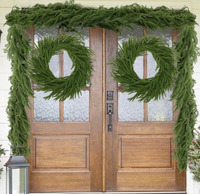 Décoration de Noël, feuilles de pin artificielles, guirlande de verdure, feuilles de pin artificielles, décoration murale en rotin plastique à suspendre à la porte