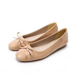 Chaussures plates classiques de haute qualité pour femmes avec nœud, bout carré, super douces, à enfiler, pour le printemps et l'été, motif uni sur le dessus - Product Image 5