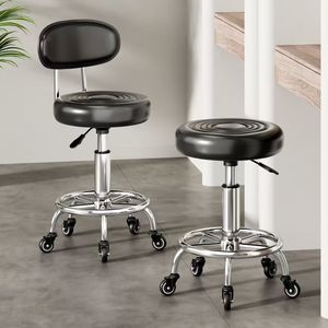 Sgabello Girevole Commerciale in Pelle PU con Base in Metallo, Regolabile e Rotante, per Banche, Saloni e Negozi - Product Image 4