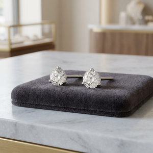 Boucles d'oreilles clous Martini à trois griffes avec diamant rond brillant de 0,75 carat, diamant de laboratoire en or 14 carats, pour cadeau de mariage ou d'anniversaire - Product Image 5