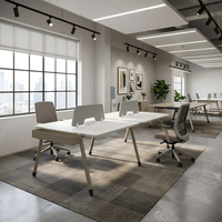 Système de bancs de bureau modulaires, poste de travail moderne pour 2 personnes avec tiroirs de rangement latéraux intégrés et prise de courant