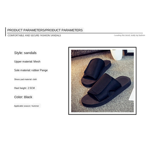 <span class=keywords><strong>Sandalias</strong></span> personalizadas de tela blanca para hombre, zapatillas deslizantes negras con logotipo personalizado, zapatos de playa con estilo - Product Image 6