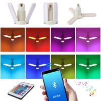 Ampoule LED musicale pliable 36W RVB en forme d'éventail avec couleur multicolore 110v 220v smar changement de couleur ampoule LED