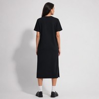 Robe midi unie en coton lavé doux 200 GSM pour femme, col rond, personnalisable avec logo OEM, vente en gros