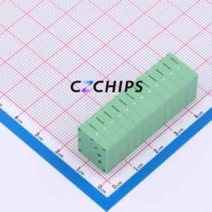 MX205R-3.5-12P-GN01-Cu-A Spring Terminal Block Through hole Component THT,P=3.5mm Connector 1x12P 3.5mm Green Right Angle Insert - Product Image 2