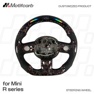 Volante LED de fibra de carbono forjado rojo personalizado para Mini R55 R56 R57 JCW Cooper S Countryman Clubman Paceman 2004-2014 - Product Image 2