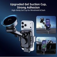 Support de téléphone pour voiture avec chargeur sans fil rapide Qi 15W, fixation automatique, rotation à 360°, ventouse pour tableau de bord et pare-brise, bras télescopique