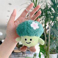 Vente en gros de porte-clés en peluche brocoli jouets poupée peluche chou-fleur super doux oreiller mignon pour sac breloques porte-clés brocoli