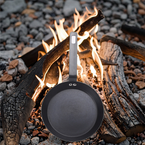 Classic Durable Black Carbon Steel 24cm <strong>Fry</strong> <strong>Pan</strong> Cast Iron Bottom Stove Grill Searing Grilling Oven Use Campfire-Even-Heating - Product Image 6