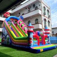 Perosotan Air Tiup Komersial dengan Kolam untuk Anak-anak dan Dewasa, Taman Air Indoor Outdoor, Aqua Park, Perosotan PVC