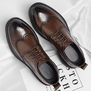 <b>Men's</b> <b>Brogue</b> Carved Business Formal Leather Shoes Low Top Lace-up <b>Brown</b> Casual Leather Shoes for <b>Men</b> - Product Image 5