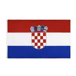 Màu sắc sống động phai bằng chứng vải tiêu đề đôi khâu croatian cờ Polyester Brass 3x5 chân Croatia cờ Croatia xe cờ