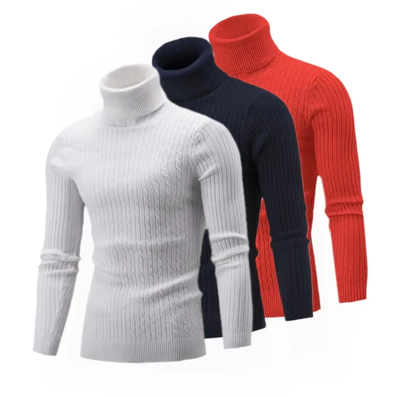 High Quality Turtleneck Winter Sweater Men's Pullover Knitted Sweater Black