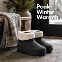 Bottes de neige d'hiver pour femmes, à manchette courte, doublées de peluche, semelle épaisse, bout rond, antidérapantes, chaussures décontractées