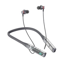 Earphone Nirkabel Leher dengan Slot Kartu, Tahan Air, Bass Berat, Layar Digital untuk Olahraga Lari