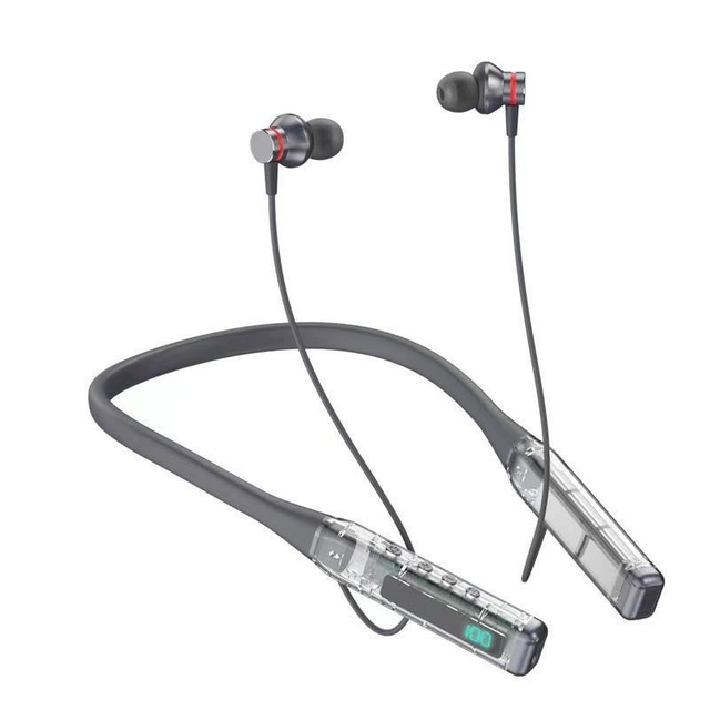Wholesale Neckband Wireless for Earphones with Card Slot Life Waterproof Heavy Bass Digital Display for Running Sports