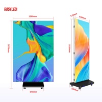 Afficheur LED publicitaire numérique ROSY P2.5/1.5/1.2 GOB pliable pour intérieur, double face, trois LED, affichage pliable à trois volets, écran LED pliable