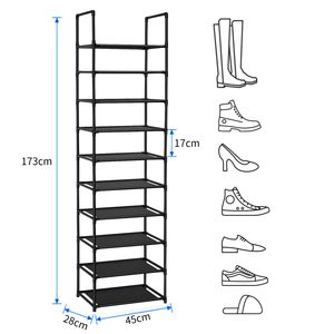 Metal Frame 10-tier <b>Shoe</b> Rack <b>Space</b>-<b>Saving</b> <b>Shoe</b> <b>Storage</b> Organizer Non-Woven Fabric Stackable <b>Shoe</b> Shelf - Product Image 5