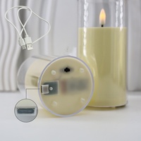 Lumière de bougie acrylique menée rechargeable par USB de scintillement sans flamme électrique de faux événement de mariage