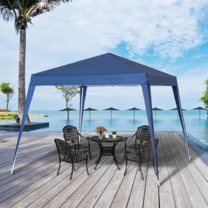 Outsunny 2,4x2,4 m Gazebo de jardín plegable con marco de acero y cuerdas a prueba de viento, azul - Product Image 2